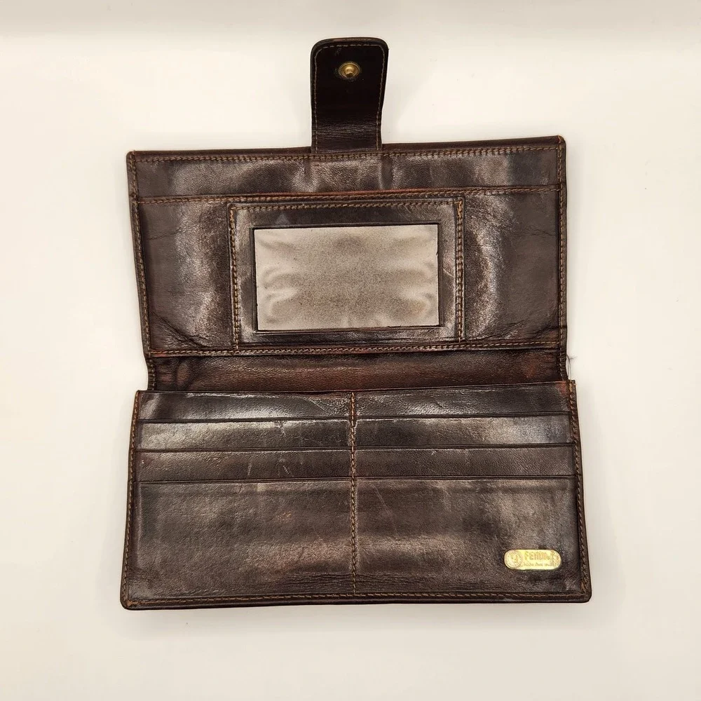 Authentic FENDI Zucca FF Monogram Long Trifold Wallet Brown Tobacco Vintage Rare